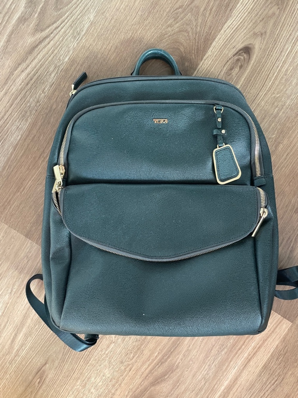 Tumi  Leather Backpack with Gold Hardware